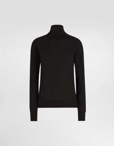 Dolce & Gabbana Wool turtle-neck sweater with DG logo embroidery Black FXV87TJAIRM