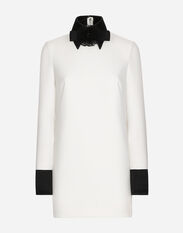 Dolce & Gabbana Short woolen dress with satin details White F6JEYTFUBGE