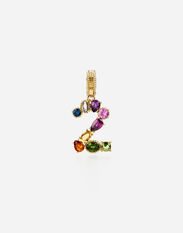 Dolce & Gabbana 18 kt yellow gold rainbow pendant  with multicolor finegemstones representing number 2 Black WWJC2SXCMDT