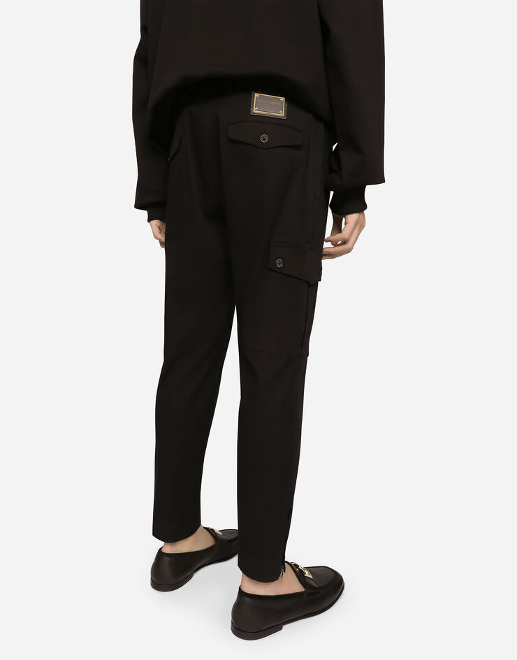 Dolce & Gabbana Stretch cotton cargo pants with branded tag Black GWR2ATGF093