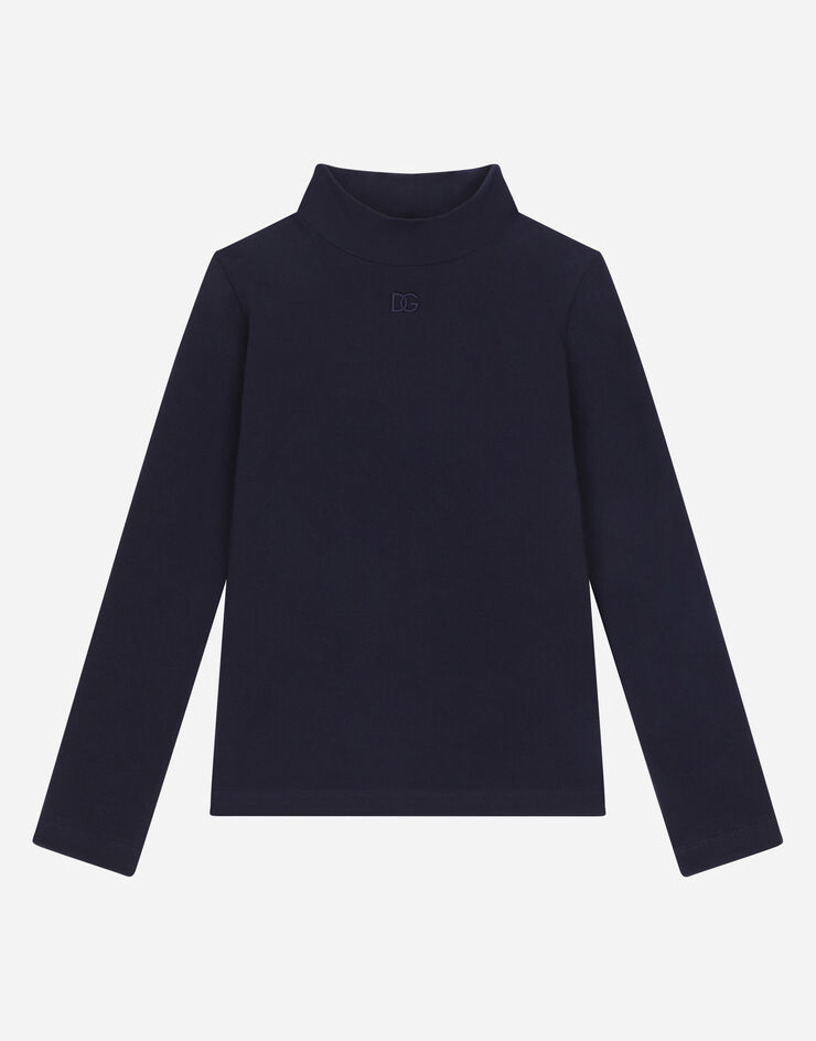 Dolce&Gabbana Interlock T-shirt with DG embroidery Blue L5JTLEG7JJ4