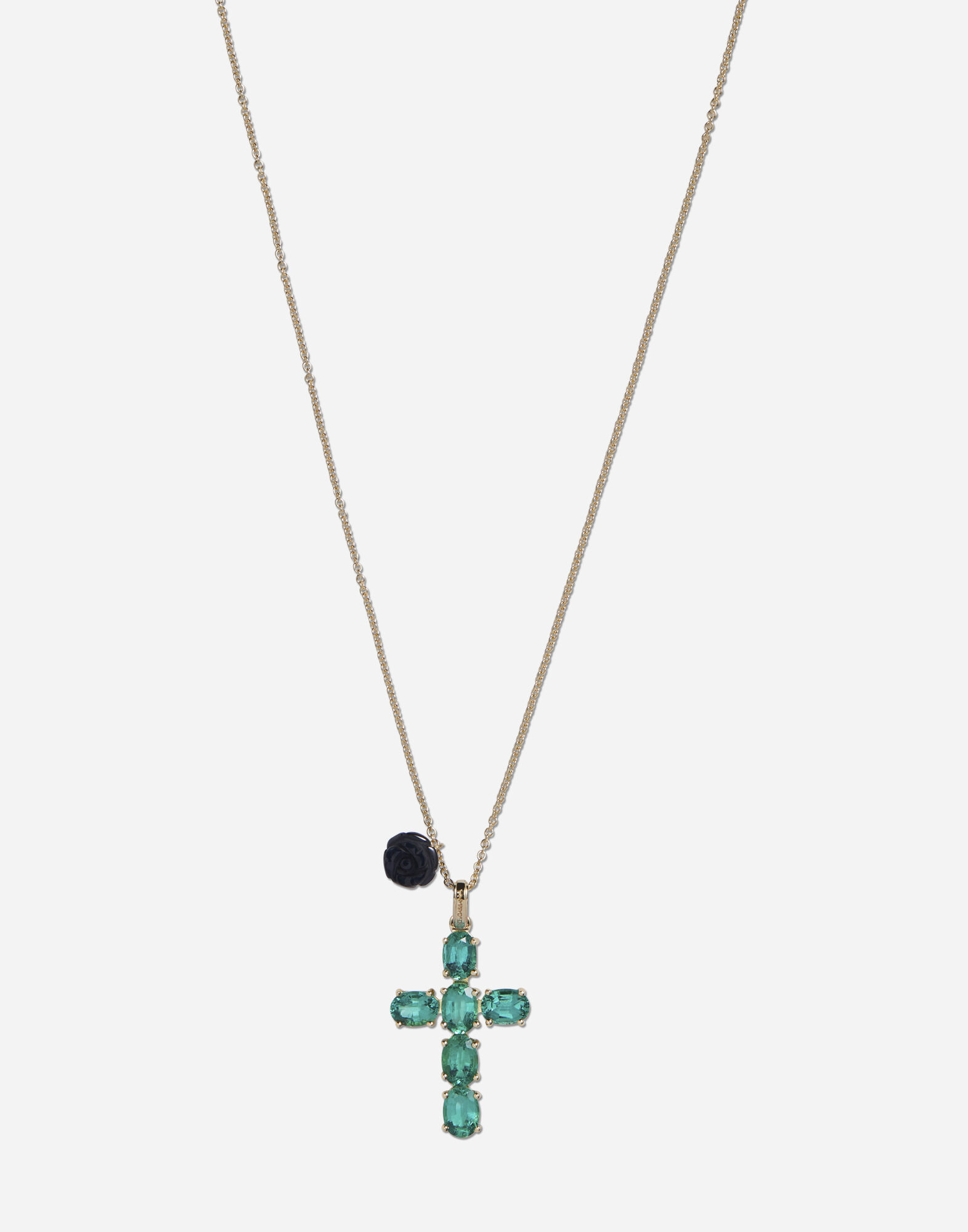 Family cross pendant with emeralds in GOLD for for Women