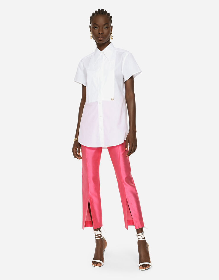 Dolce & Gabbana Poplin shirt with shirt front and DG logo White F5P64TFU5TI