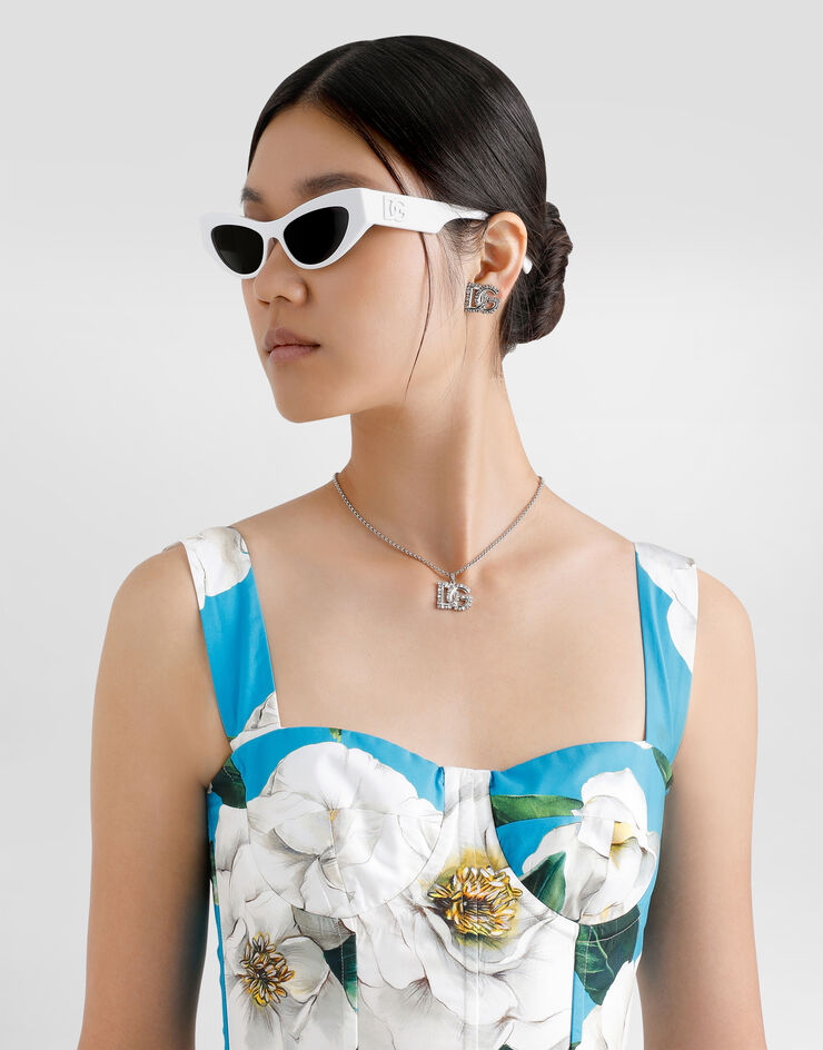 Dolce & Gabbana 水钻 DG 徽标细项链 银 WNR2L4W1111