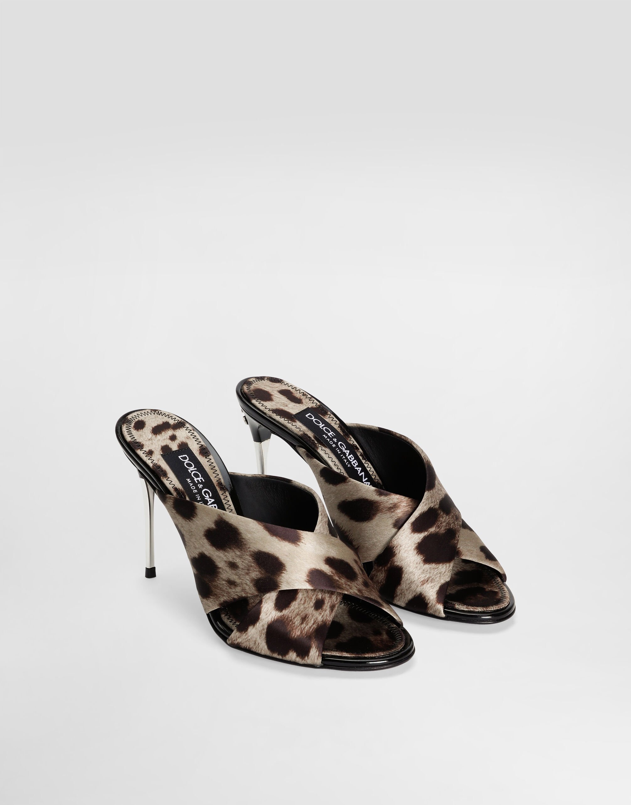Leopard-print satin mules in Print for Women | Dolce&Gabbana® US
