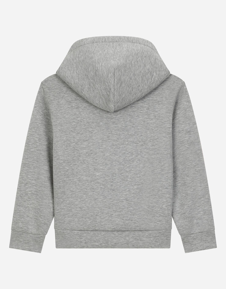Dolce & Gabbana Felpa con cappuccio in neoprene con placca embossed Grigio L4JWKOG7N0C