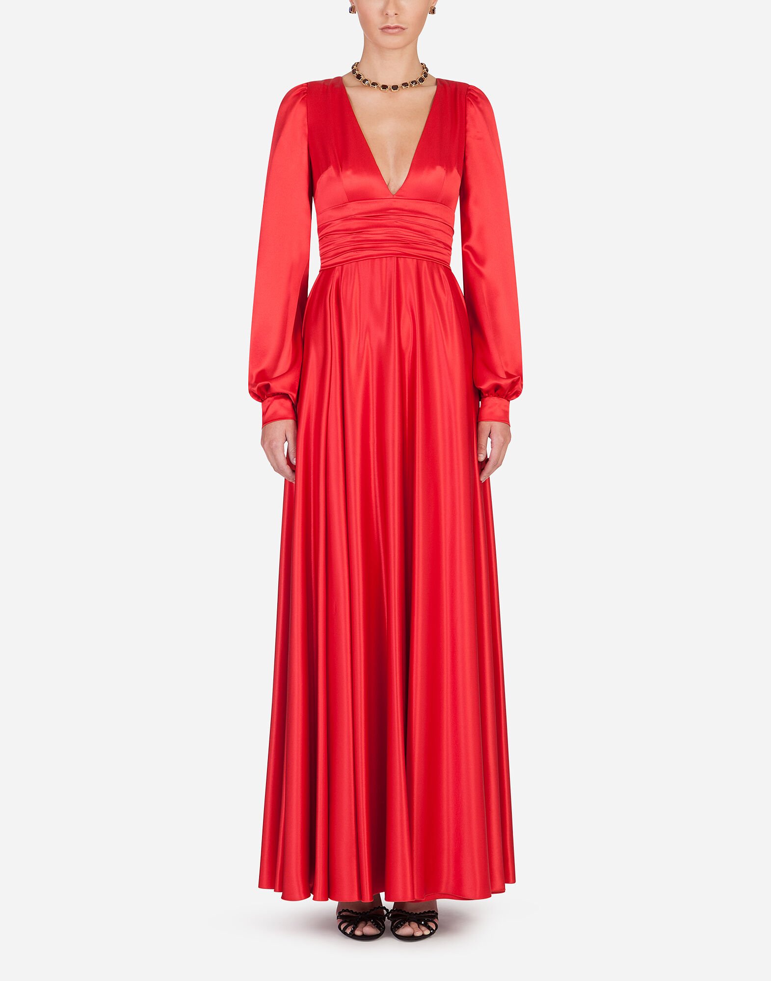 Dolce&Gabbana Long silk dress Red F6DJTTFLRC2