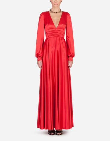 Dolce&Gabbana Long silk dress Red F6DJTTFLRC2