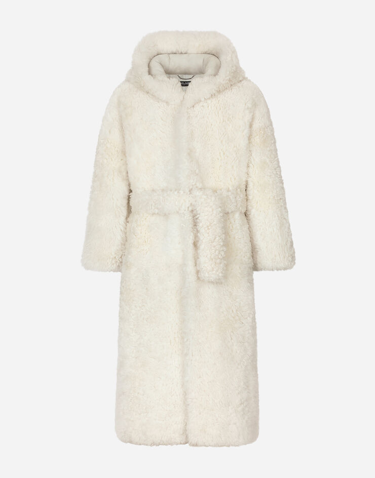 Dolce&Gabbana Shearling coat with hood White G041ILFUP7Z