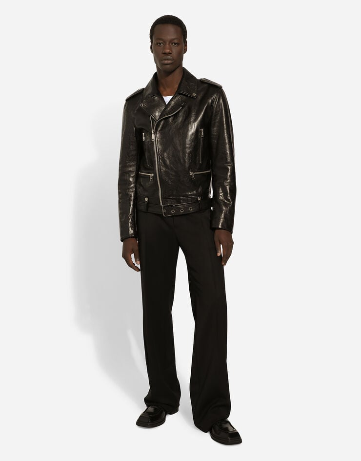 Dolce & Gabbana Biker in pelle con cintura Nero G9ATTLHULUJ