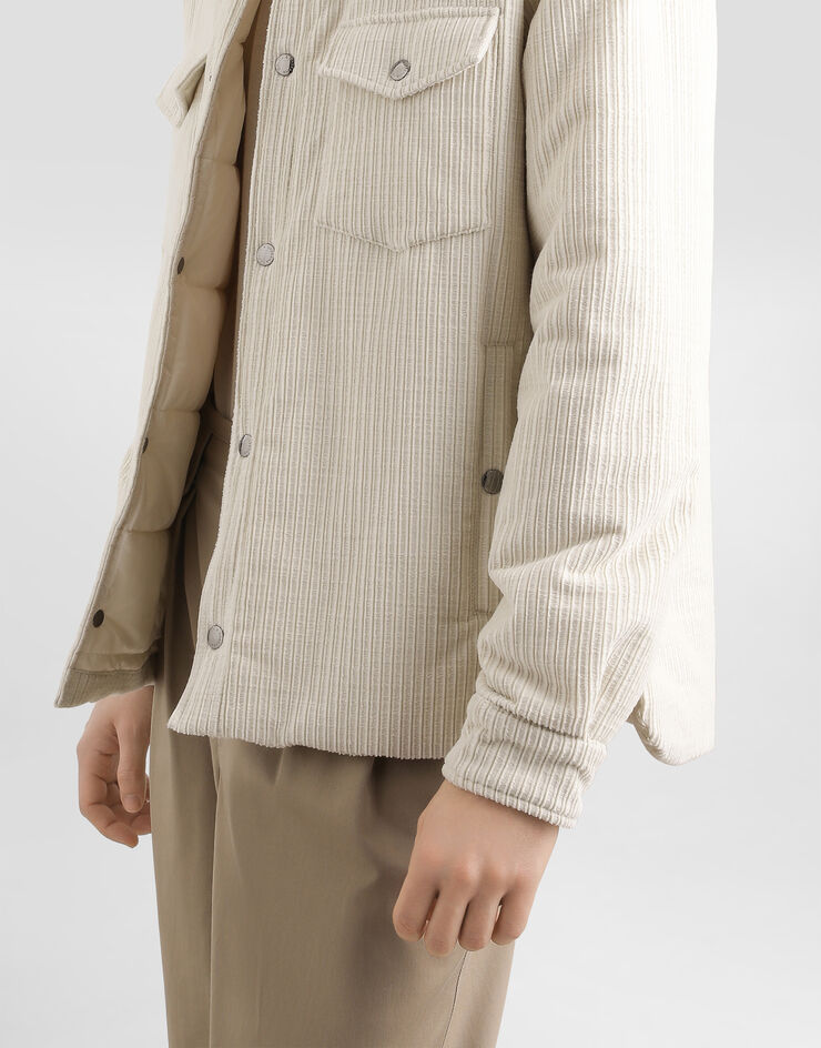 Dolce & Gabbana Plain velvet jacket with fur collar White G9BRETFUVLK