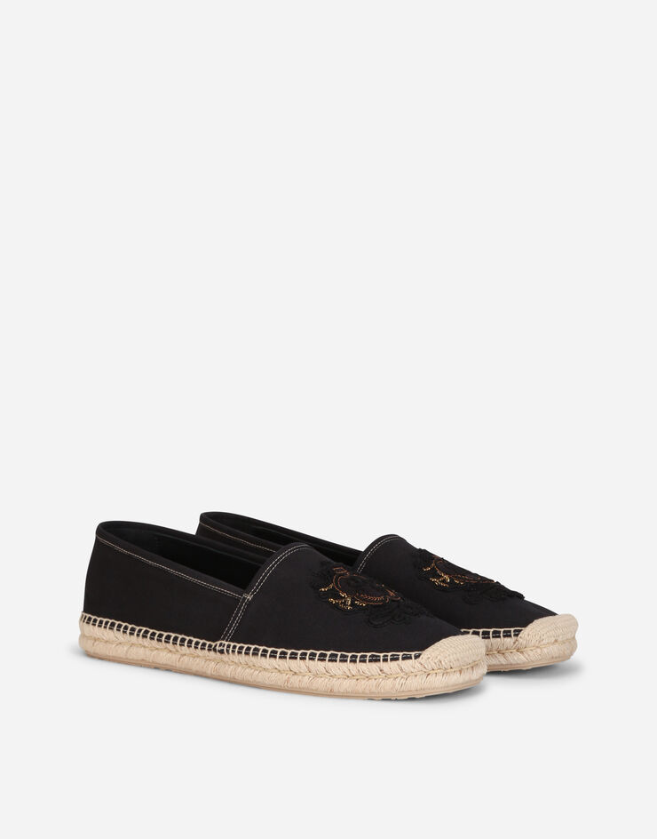 Dolce & Gabbana Canvas espadrilles with coat of arms embroidery Black A50445AO298