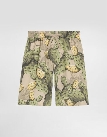 Dolce & Gabbana Cactus-print poplin bermuda shorts Multicolor L43Q54HS5UD