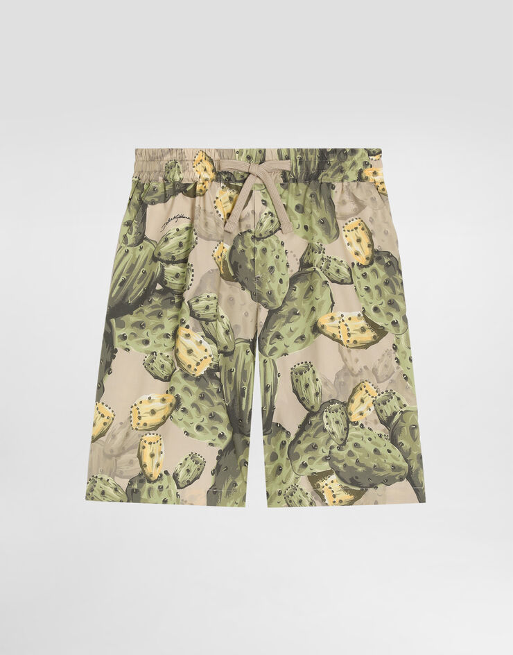 Dolce & Gabbana Cactus-print poplin bermuda shorts Multicolor L43Q54HS5UD