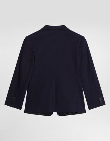 Dolce & Gabbana جاكيت قطن مرن بصف أزرار مفرد وشعار Dolce&Gabbana Blue L41J85FUFNX