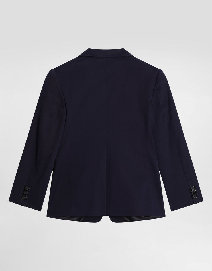 Dolce & Gabbana Single-breasted stretch cotton jacket with Dolce&Gabbana logo Blue L41J85FUFNX