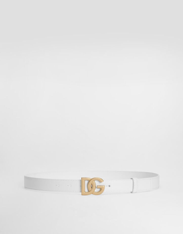 Dolce & Gabbana Calfskin belt with DG logo White BE1447AW576