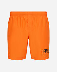 Dolce & Gabbana Mid-length swim trunks with DGVIB3 print and logo Orange G9AQVTG7K3G