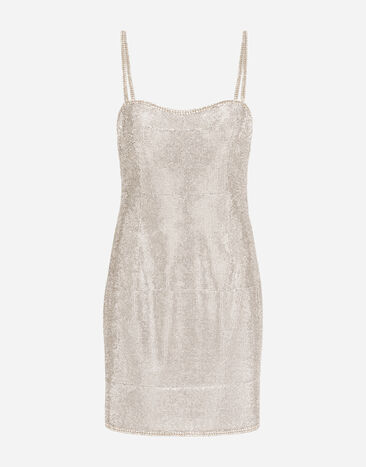 Dolce & Gabbana Short crystal mesh dress Multicolor F6ZN0ZGDAJ3