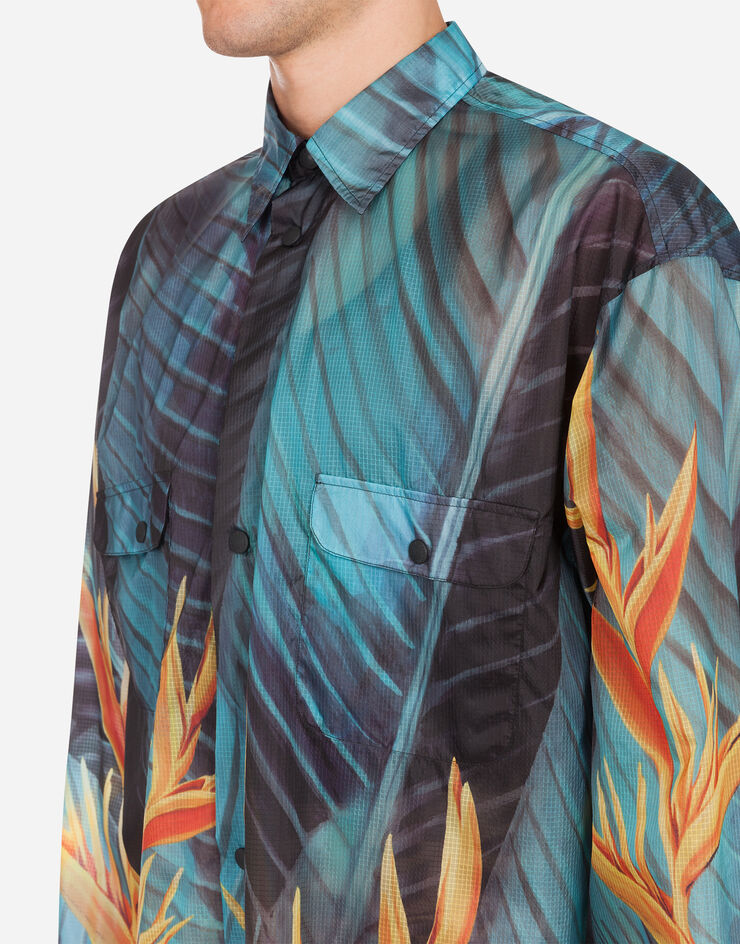 Dolce & Gabbana RIPSTOP SHIRT WITH BIRD OF PARADISE FLOWER PRINT FLORAL PRINT G5HB1THHM5H