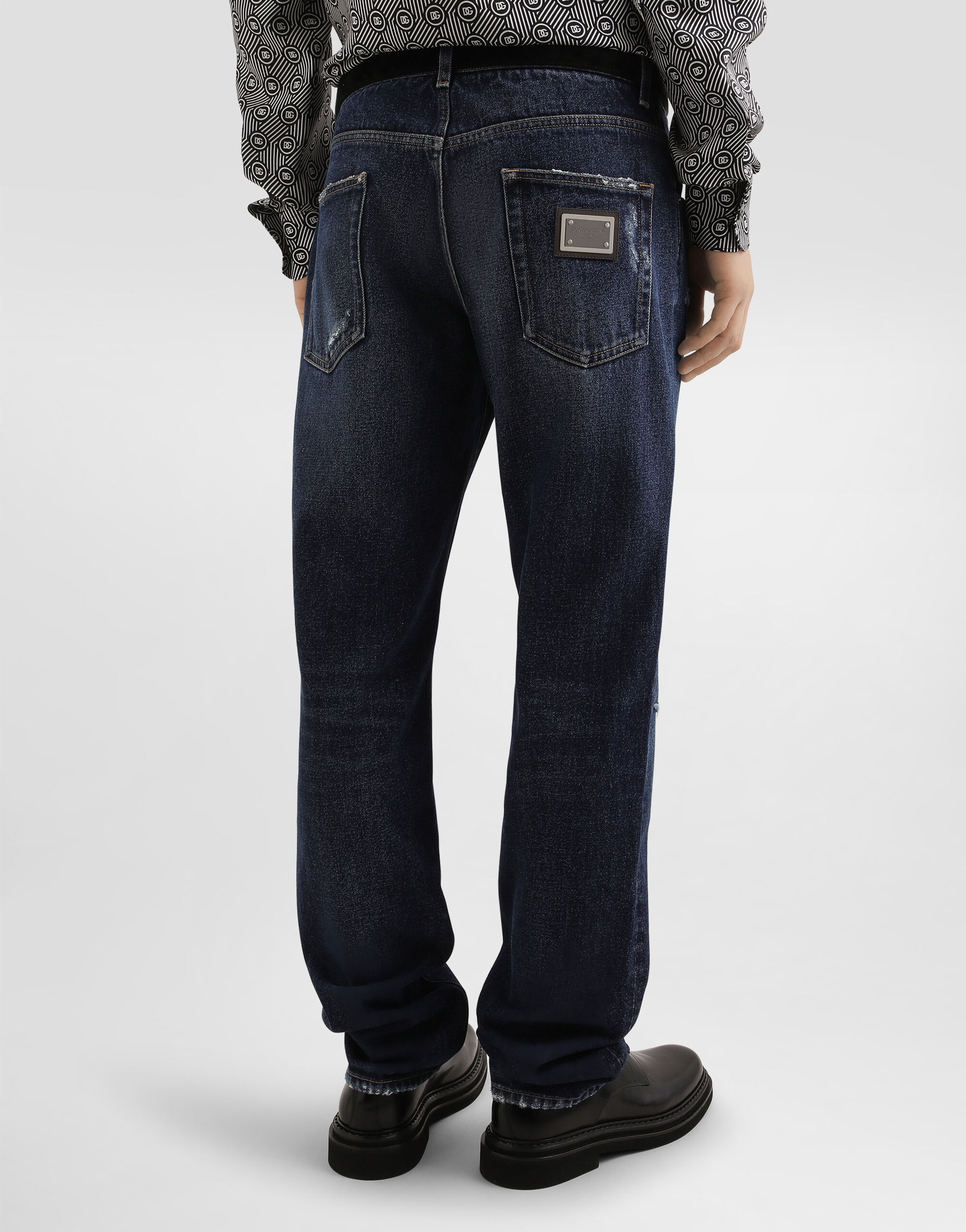 Loose cotton denim jeans in Multicolor for Men | Dolce&Gabbana® US