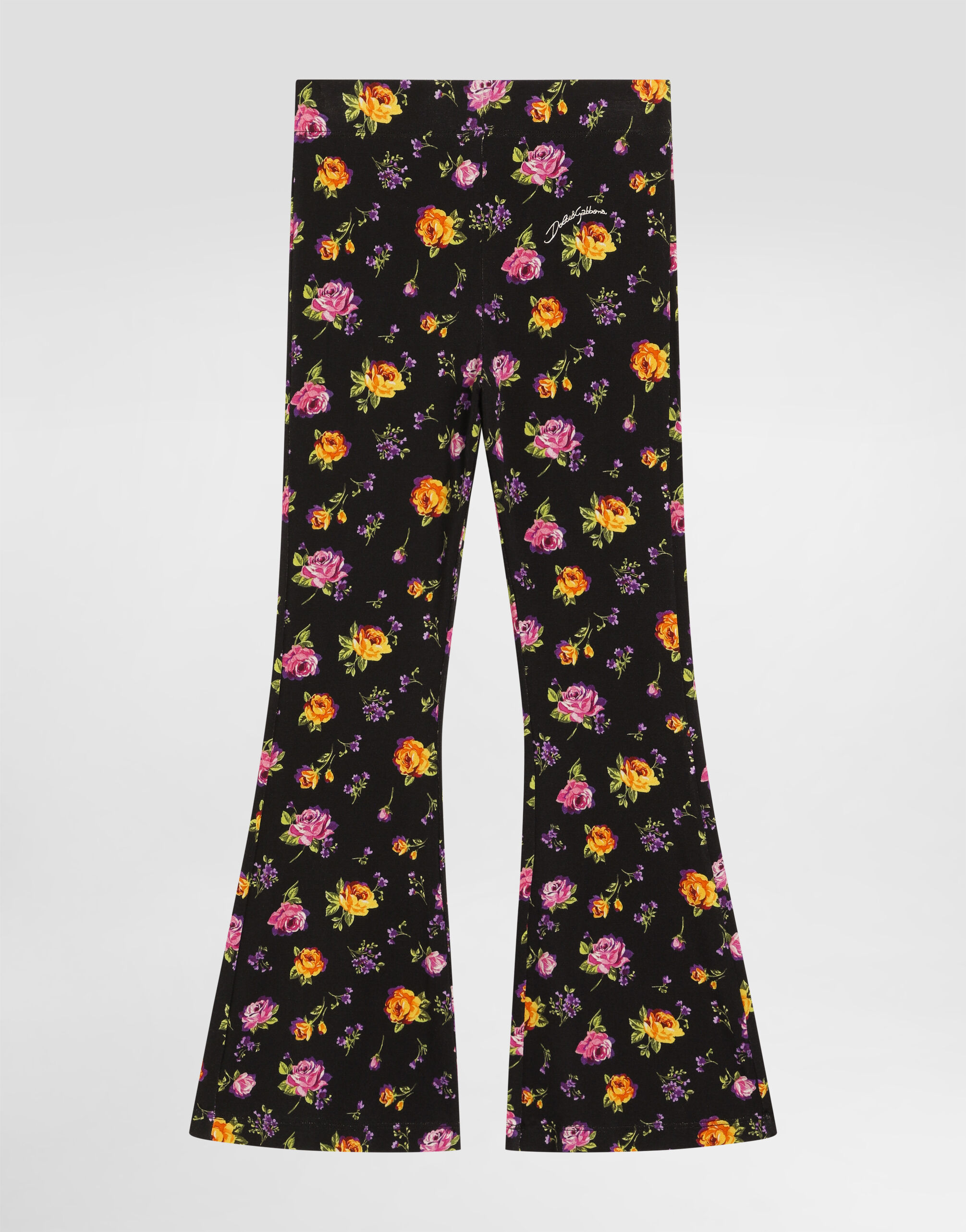 DOLCE&GABBANA D&G イージーパンツ カモフラ柄 ワッペン Small flowers-print jersey trousers in Multicolor for Girls