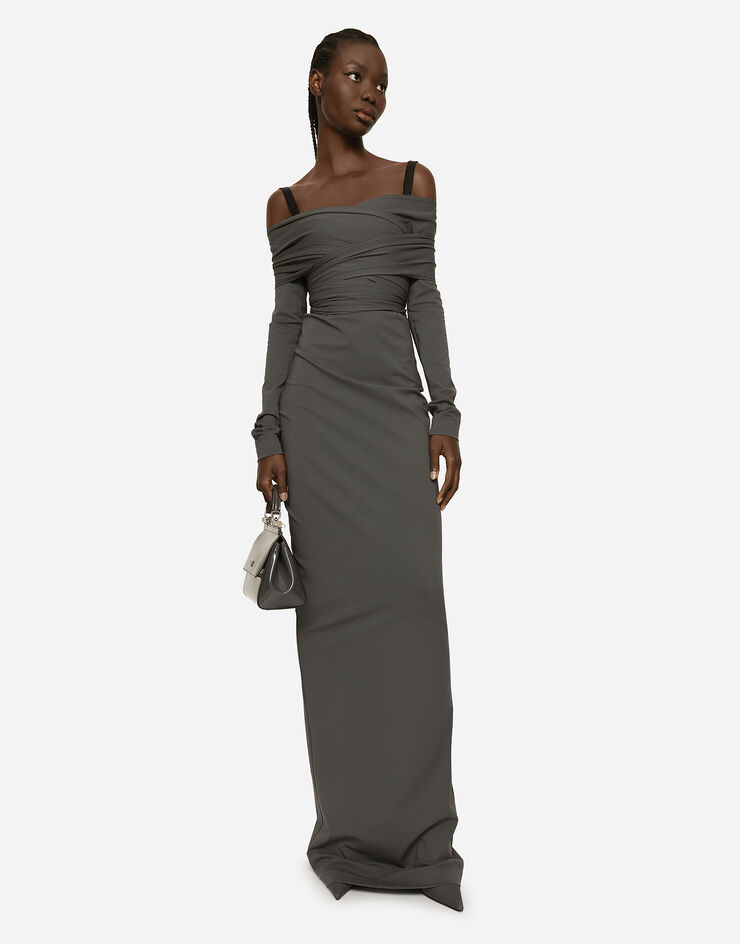 Dolce & Gabbana KIM DOLCE&GABBANA Long stretch jersey Milano rib dress Multicolor F6CNNTFUGPO