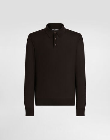 Dolce & Gabbana Fine-gauge cashmere polo shirt Brown GXZ25TJBW05