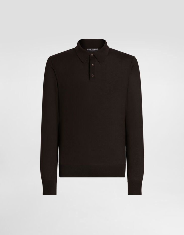 Dolce & Gabbana Fine-gauge cashmere polo shirt Brown GXZ25TJBW05