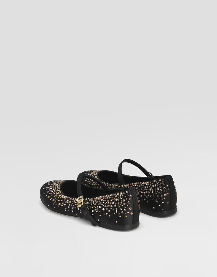 Dolce & Gabbana Ballerinas aus Satin und Strass Schwarz D11274A5723