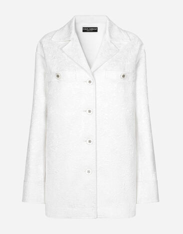 Dolce & Gabbana Short single-breasted brocade coat Print F0AH2THI1BD