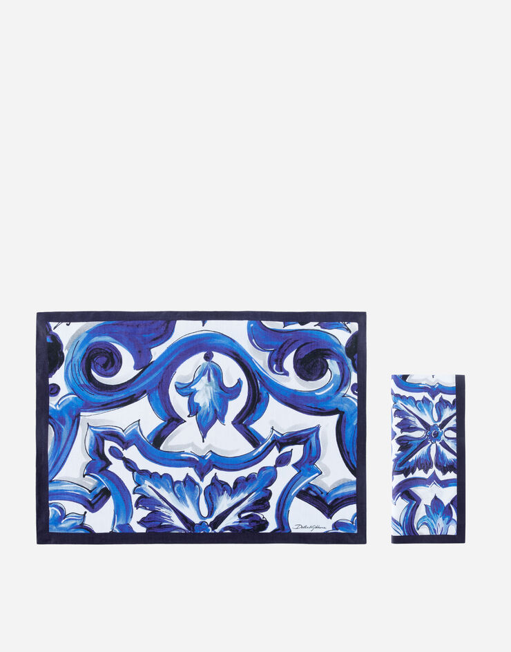 Dolce & Gabbana Set Platzdeckchen und Serviette aus Leinen Mehrfarbig TCGS04TCAG9