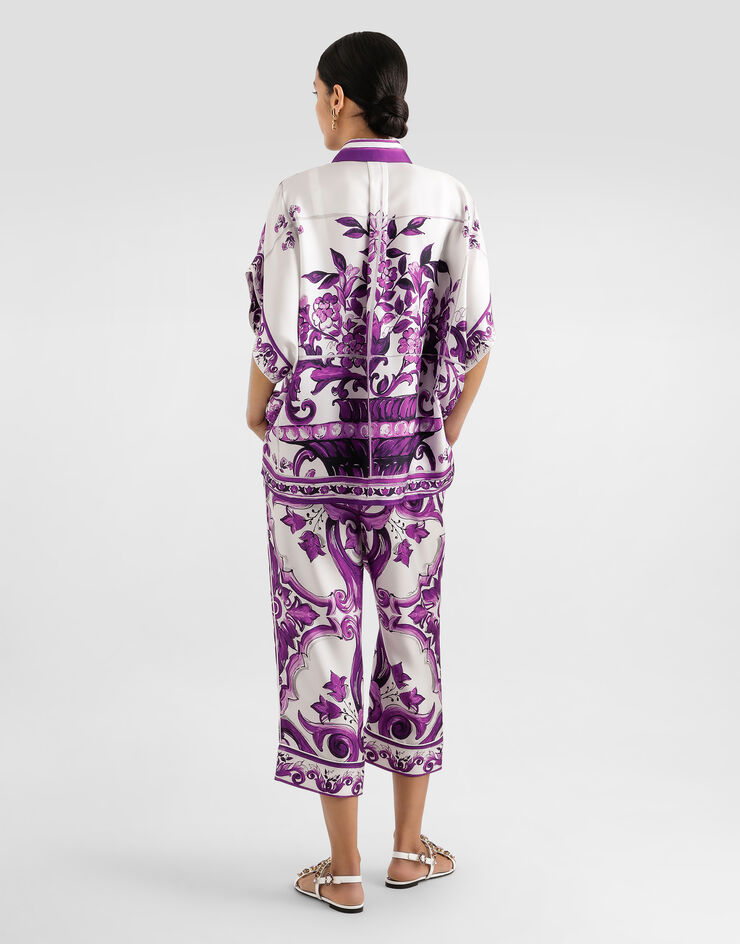 Dolce & Gabbana Majolica-print silk vanity trousers Multicolor FTDBOTHI1Y7