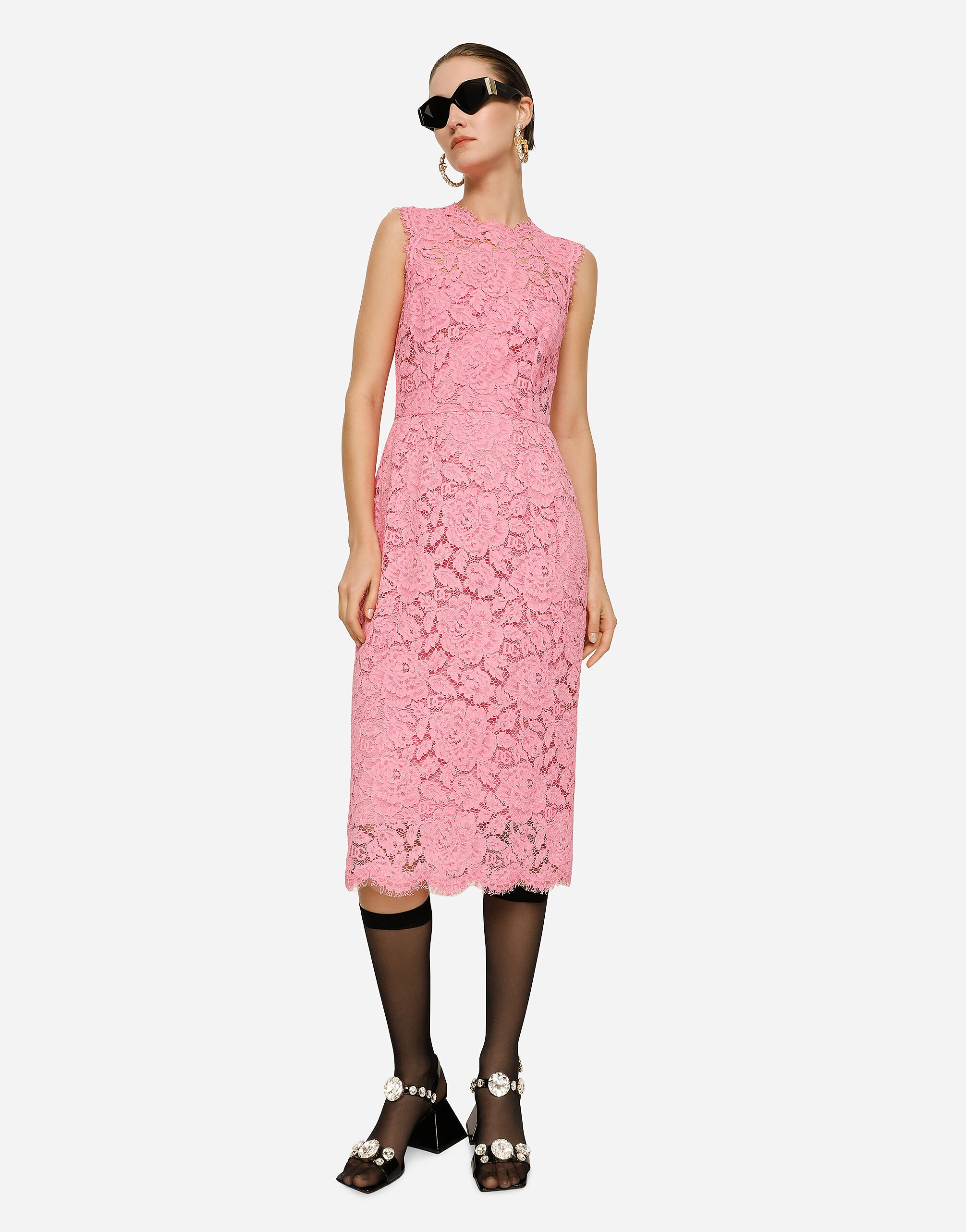 Dolce gabbana pink lace dress online