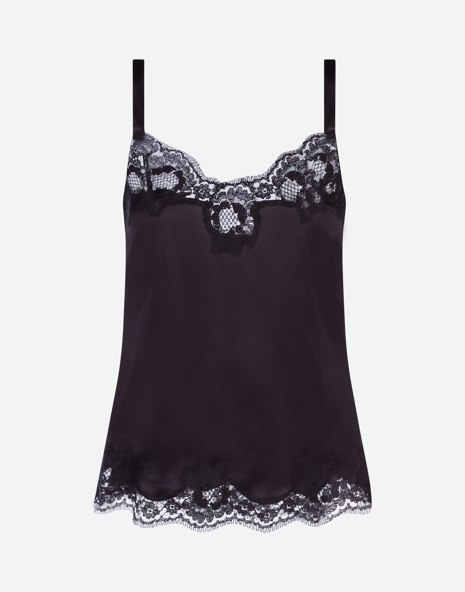 Dolce & Gabbana Lingerie top in satin and lace Black O1G24TONQ79