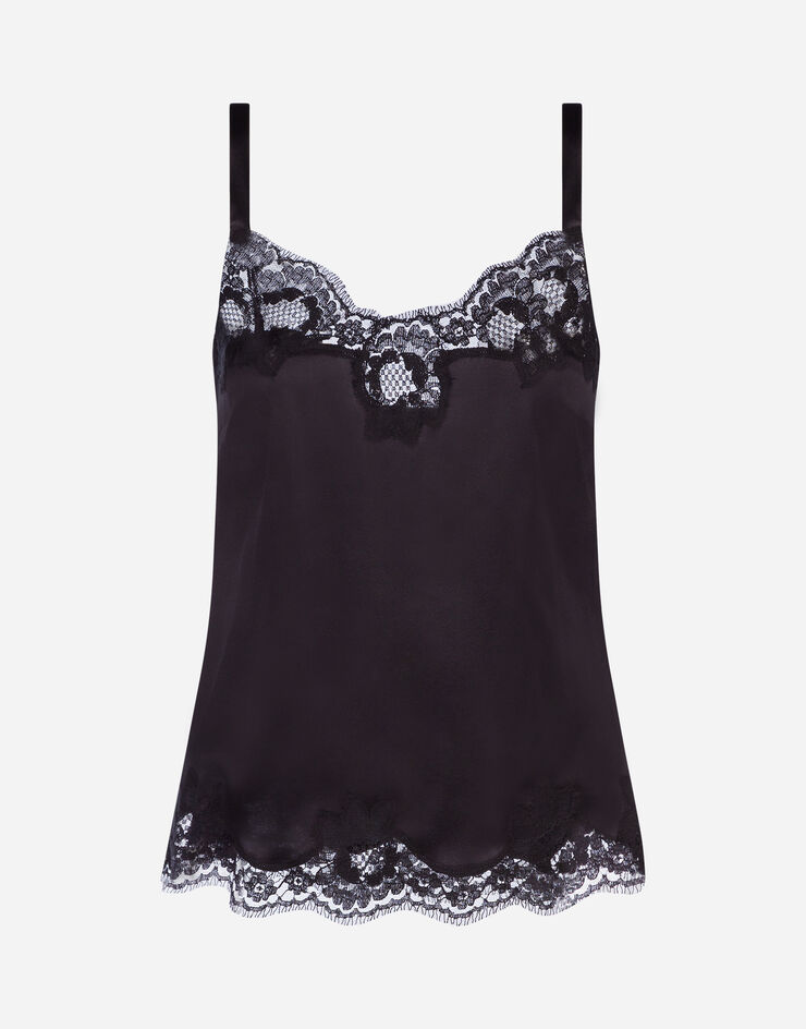 Dolce & Gabbana Lingerie top in satin and lace Black O7A00TFUADG