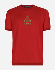 Dolce&Gabbana Silk jersey T-shirt with heraldic DG patch Bordeaux G8LZ1ZG7WUR