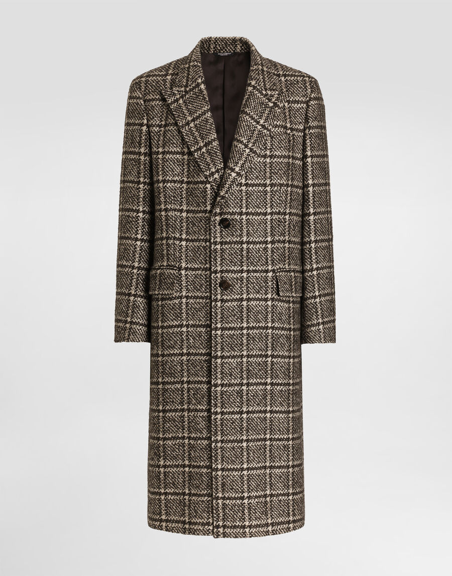 Single-breasted check coat