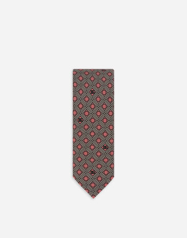Dolce & Gabbana Silk jacquard tie with micro-designs and DG logo Print GT149EG0WSO