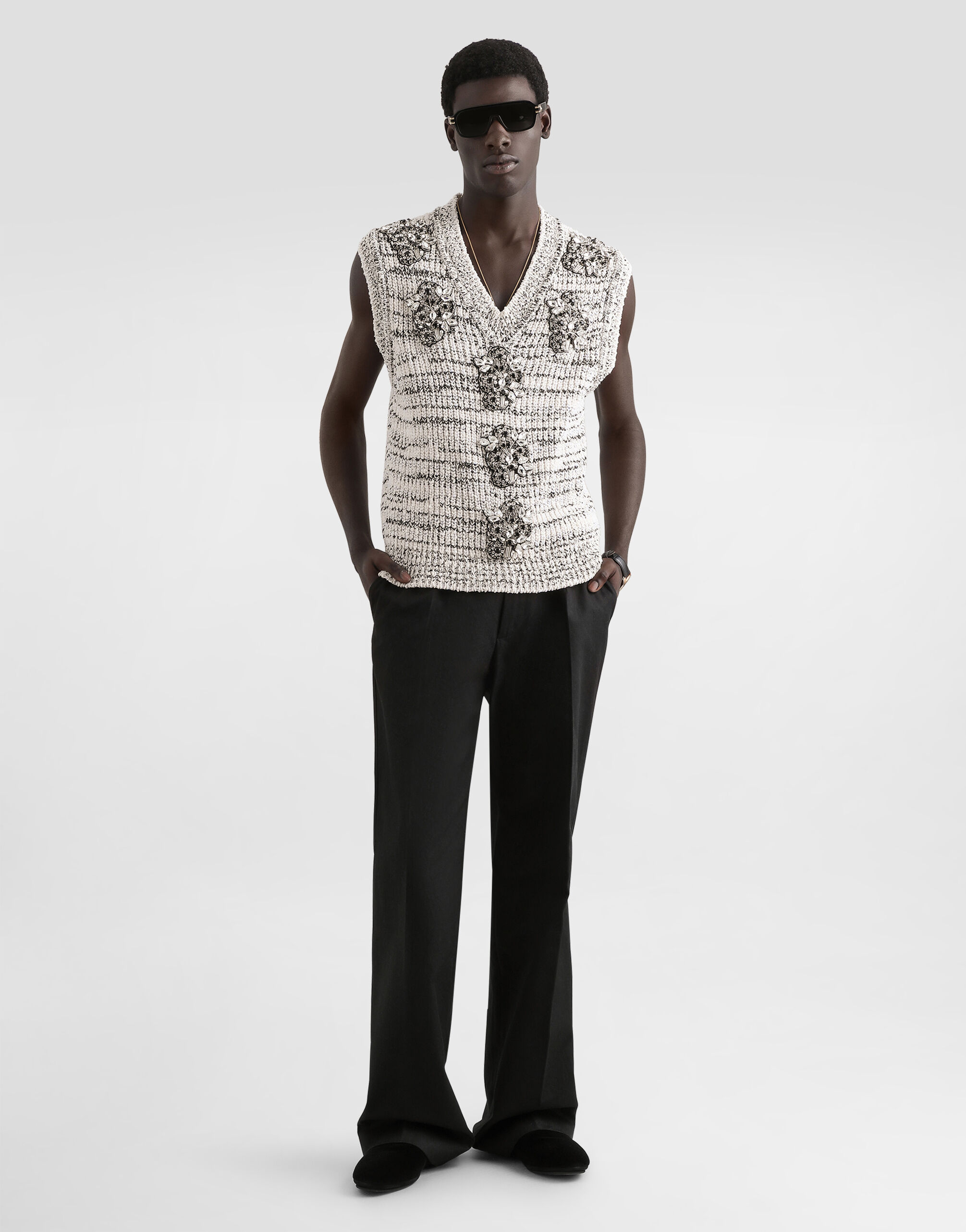 Intarsia pullover vest in Multicolor for Men | Dolce&Gabbana®