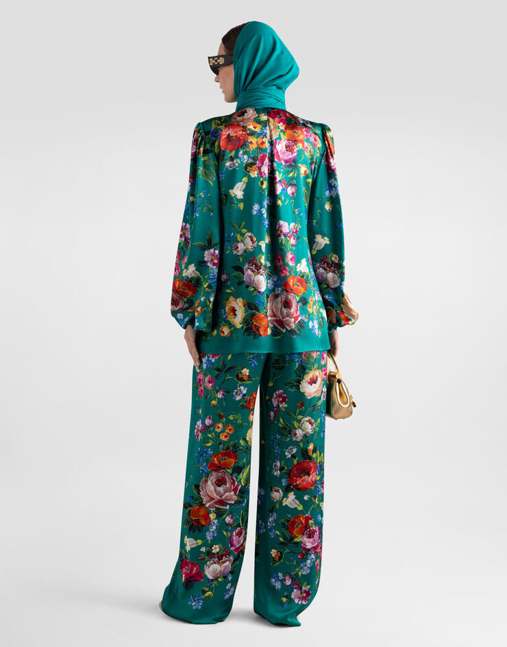 Dolce & Gabbana Rose-print satin shirt Multicolor I5681ZHI12R