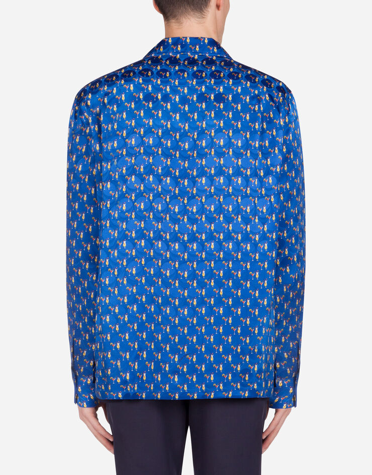 Dolce & Gabbana Cocktail print silk shirt BLUE G5GX9THS19C