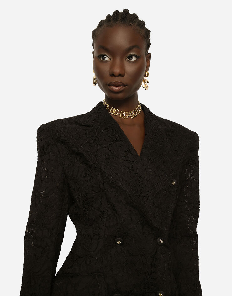 Dolce & Gabbana Double-breasted cordonetto lace jacket Black F29NHTHLMQ9