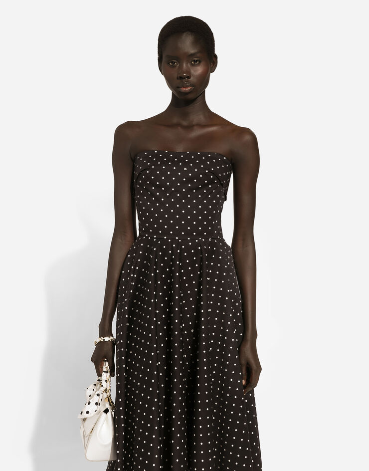 Dolce & Gabbana Cotton calf-length circle dress with polka-dot print Print F6JJBTFSFNP