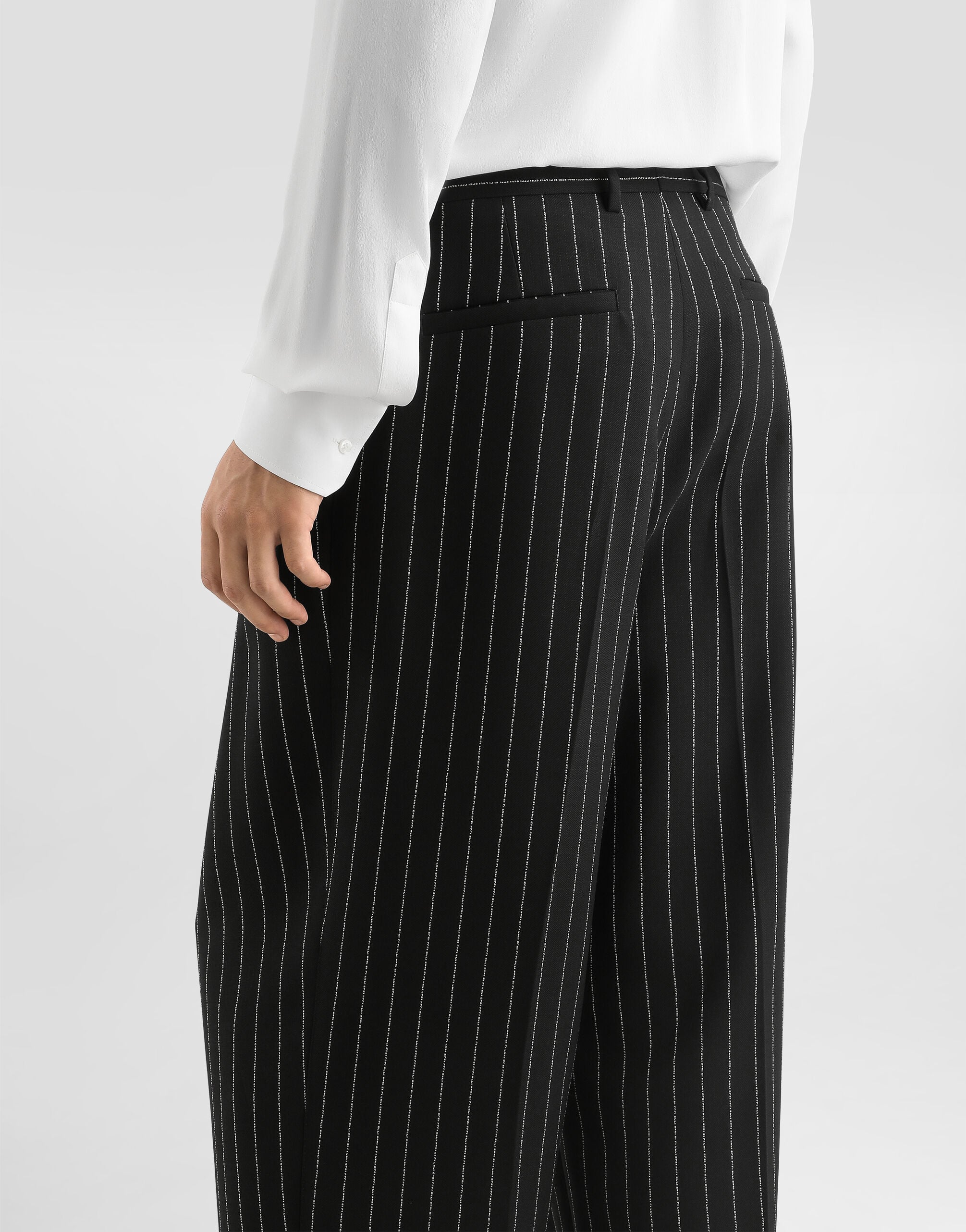 Chalk-stripe wool trousers in Multicolor for Men | Dolce&Gabbana®