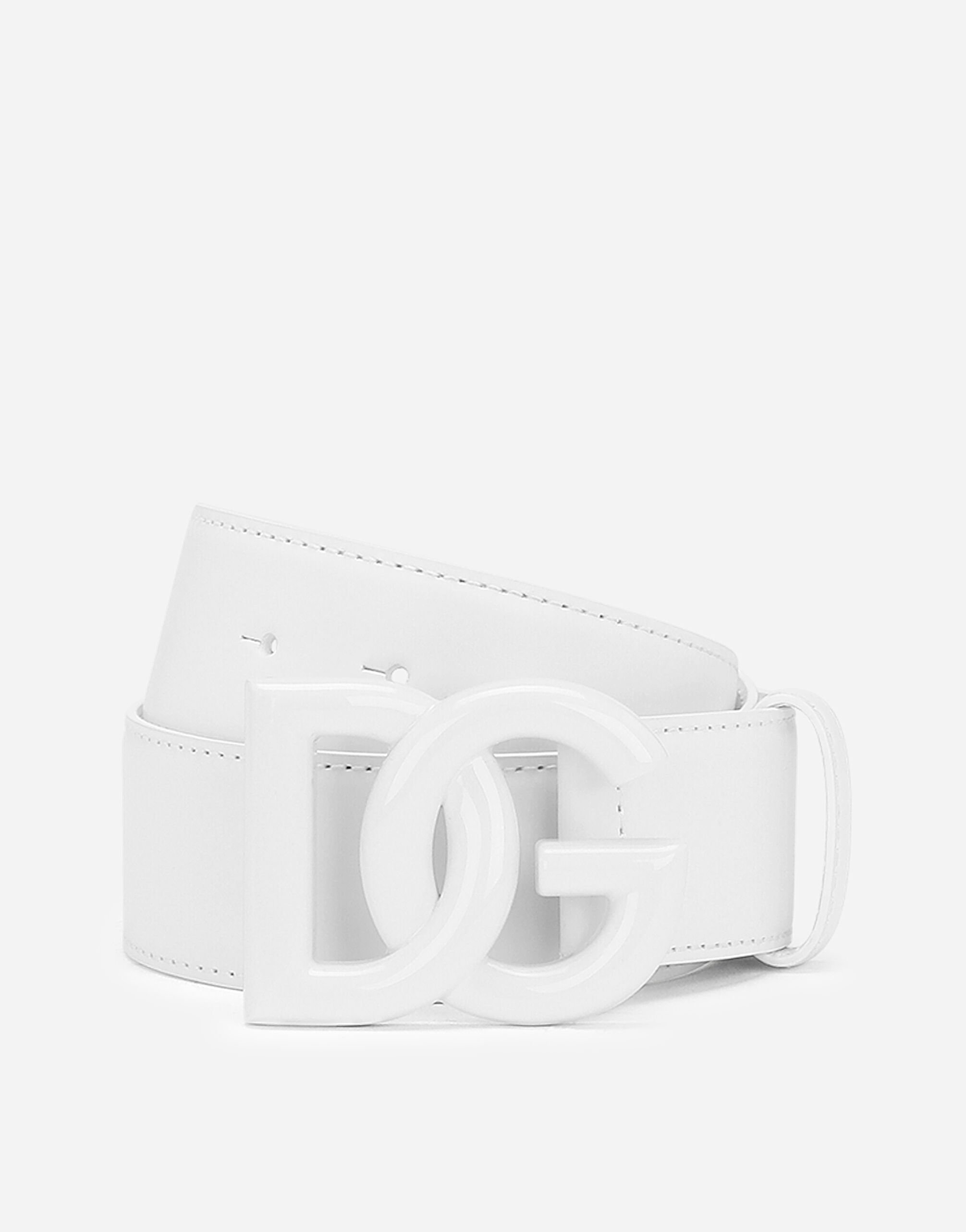 Dolce & Gabbana Cinturón de cuero con logotipo DG Blanco BE1447AW576