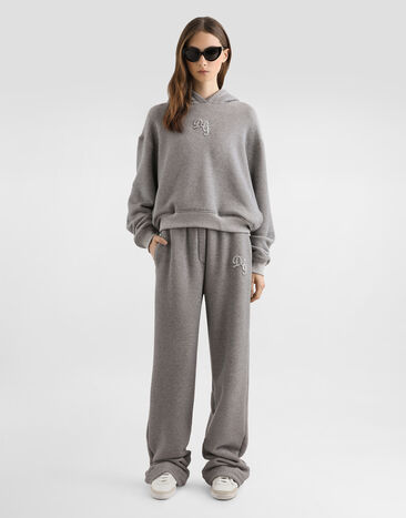 Dolce & Gabbana هودي من فليس بتطريز Grey F9S47ZGDDME