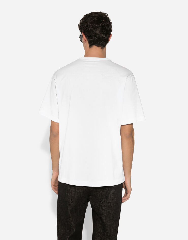 Dolce & Gabbana Baumwoll-T-Shirt mit Logoplakette Mehrfarbig G8PN9TG7NTW