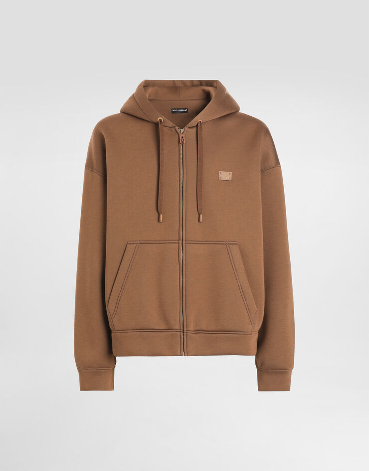Dolce & Gabbana Sudadera de algodón con capucha y placa Multicolor G9BKLTFU77Y