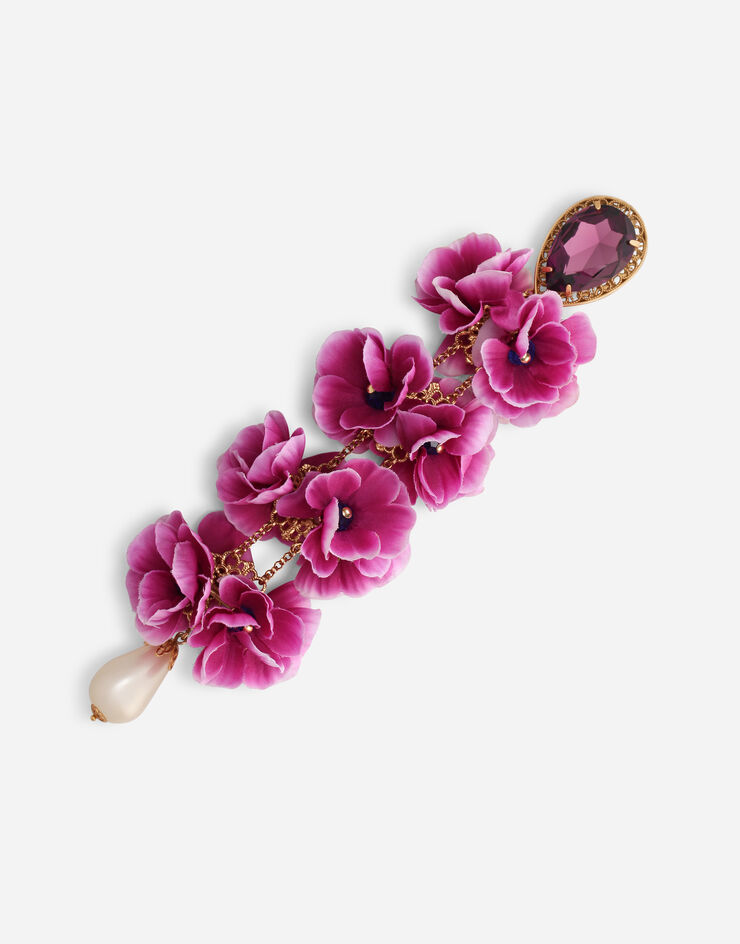 Dolce & Gabbana Drop earrings with rhinestone and fabric flowers MULTICOLOR WEN4F6W1111